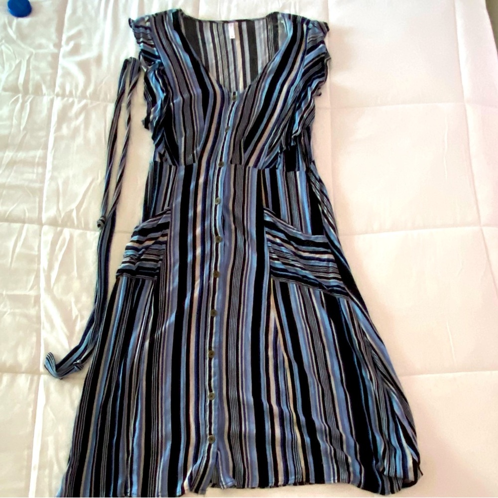 XL Blue with Cream Strip dress